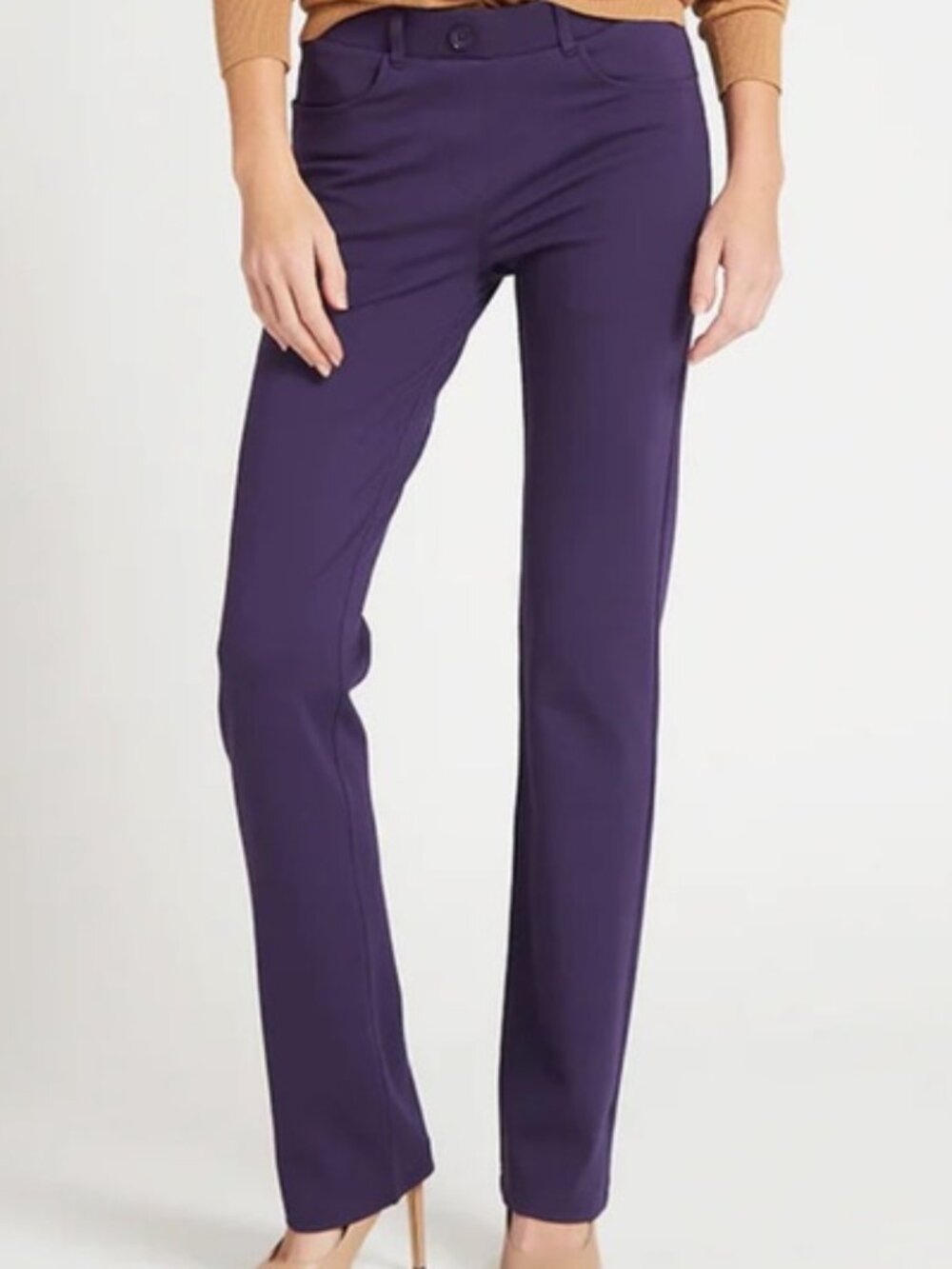 Betabrand Dress Pant Yoga Pants M Purple Ponte Straight Leg Workwear - Picture 2 of 9